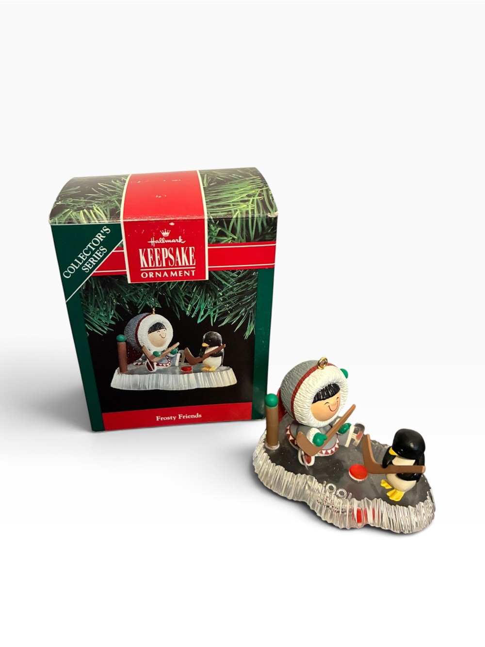 Hallmark Keepsake 1991 Frosty Friends 12th in Series Ornament Hockey Eskimo Box